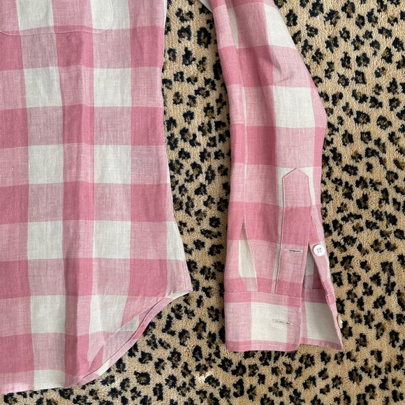 Ralph Lauren Linen Gingham Button Down Shirt Size 2 - Picture 8 of 10